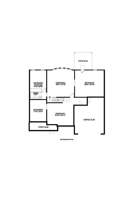 Floor plan for the optional basement in the Edinburgh floor plan at Thalley Creek Estates in Cumming, GA