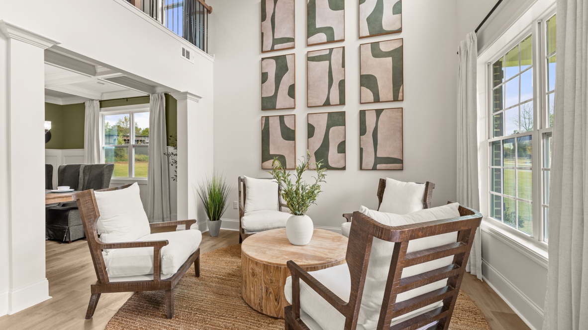 Interior flex room with large window