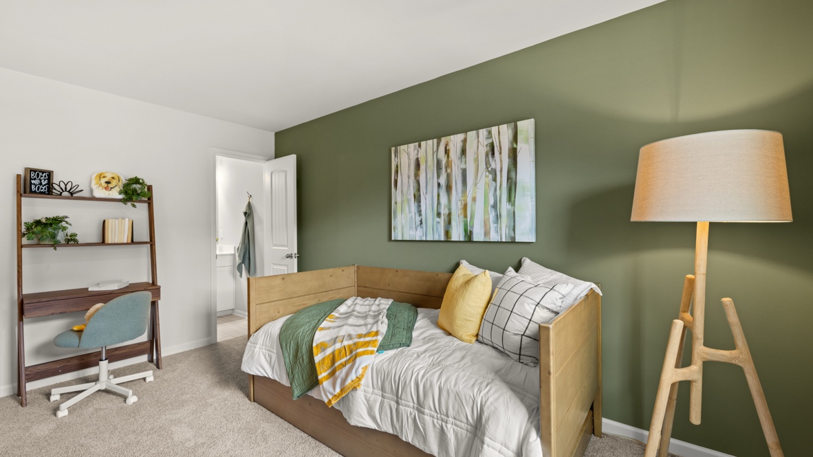 Interior bedroom with accent wall