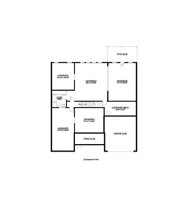Floor plan for the optional basement in the Sonoma floor plan at Thalley Creek Estates in Cumming, GA