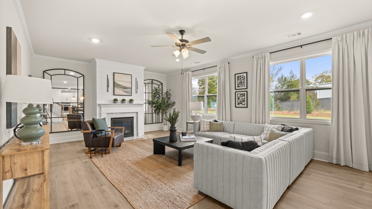 Interior living area with large windows