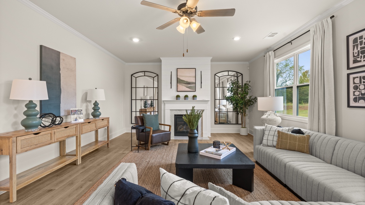 Interior living area with large windows
