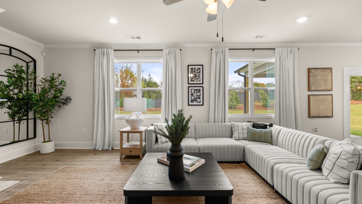 Interior living area with large windows