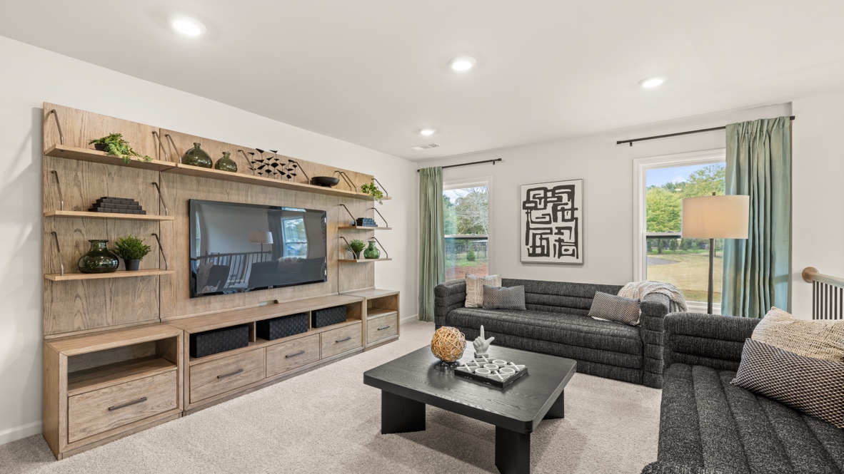 Interior upstairs loft area with windows