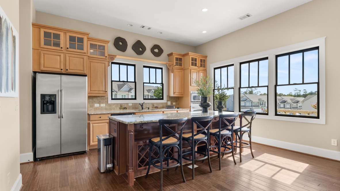 Kitchen with center island in community clubhouse