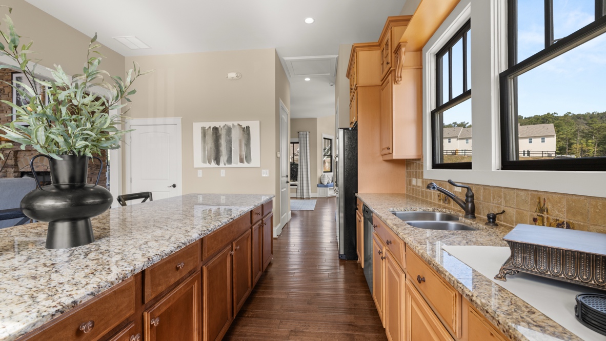 Kitchen with center island in community clubhouse