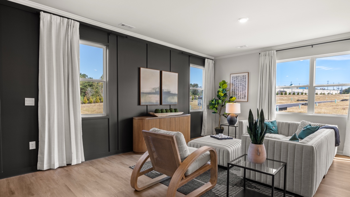 Interior living area next to large window