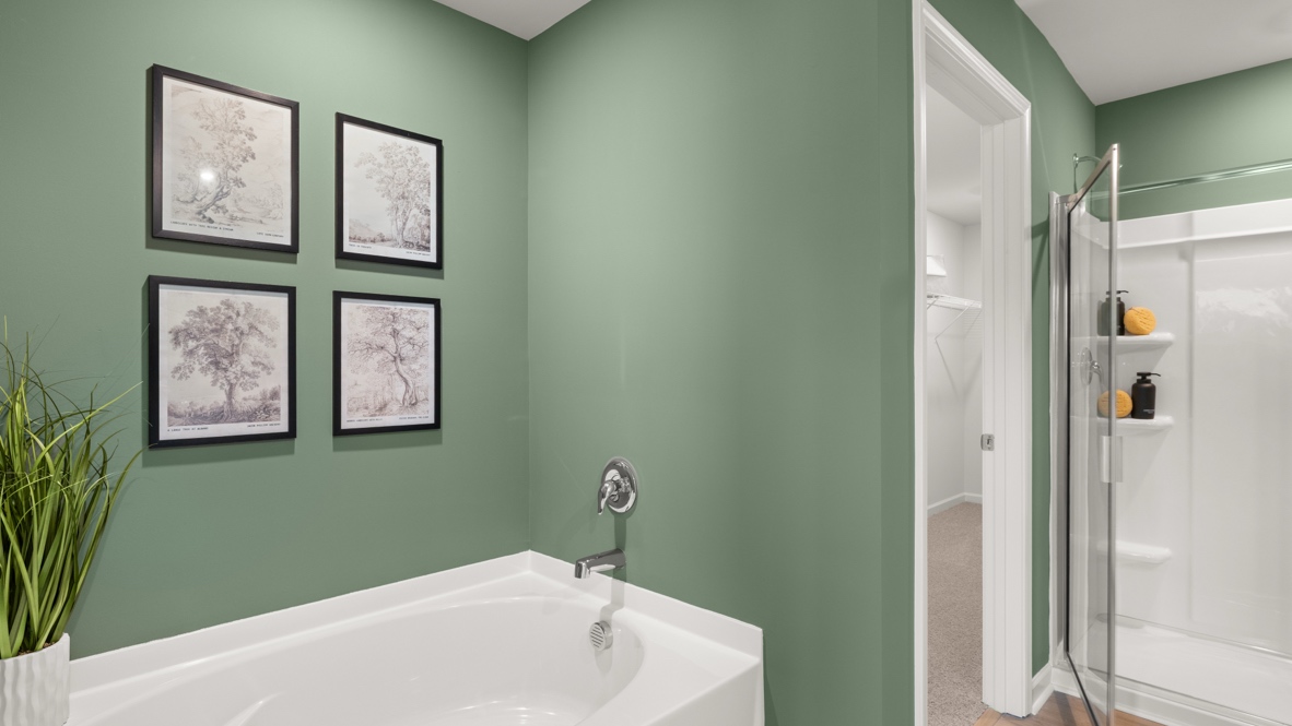 Interior primary bathroom with bath tub