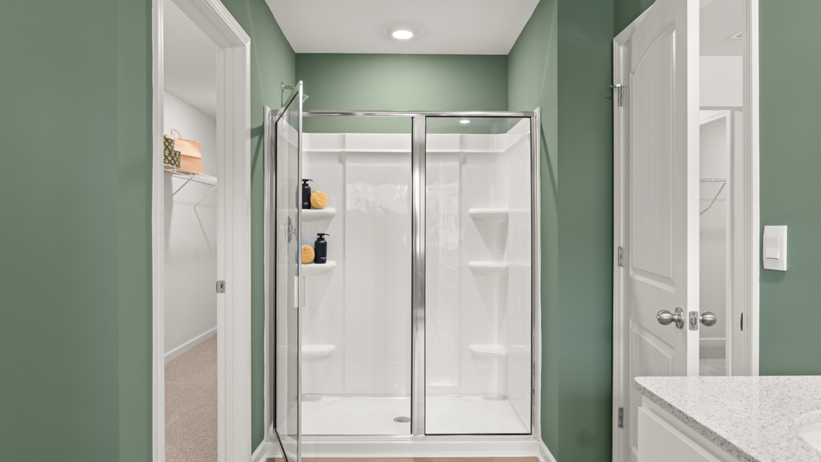 Interior primary bathroom with shower