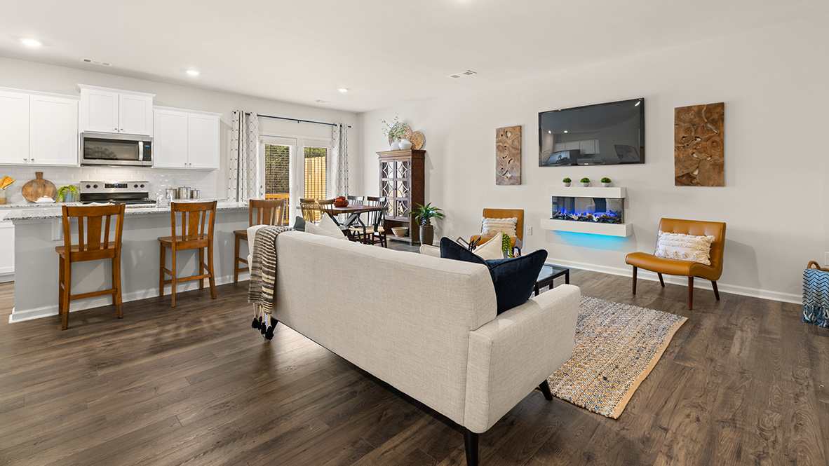 Interior living area next to kitchen
