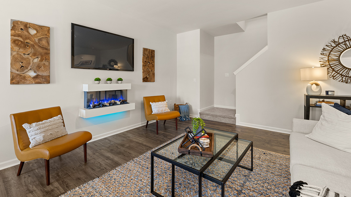 Interior living area open to staircase