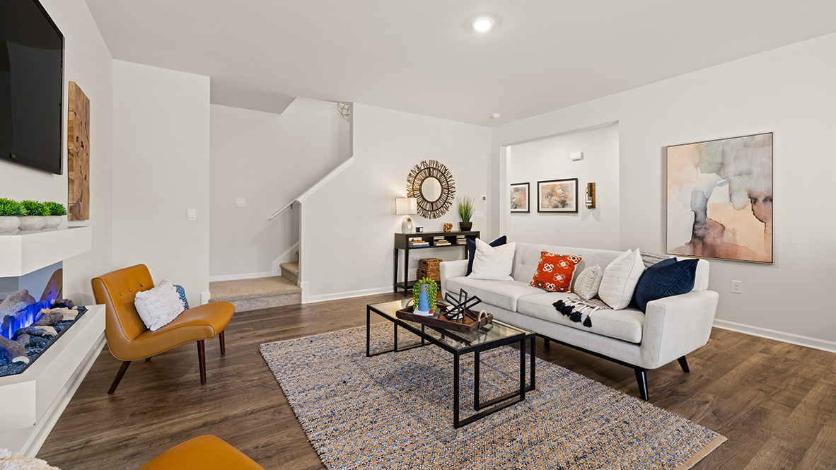 Interior living area open to staircase