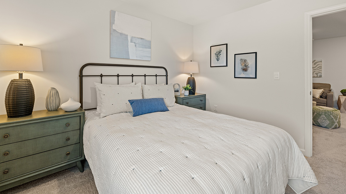 Interior bedroom with large window