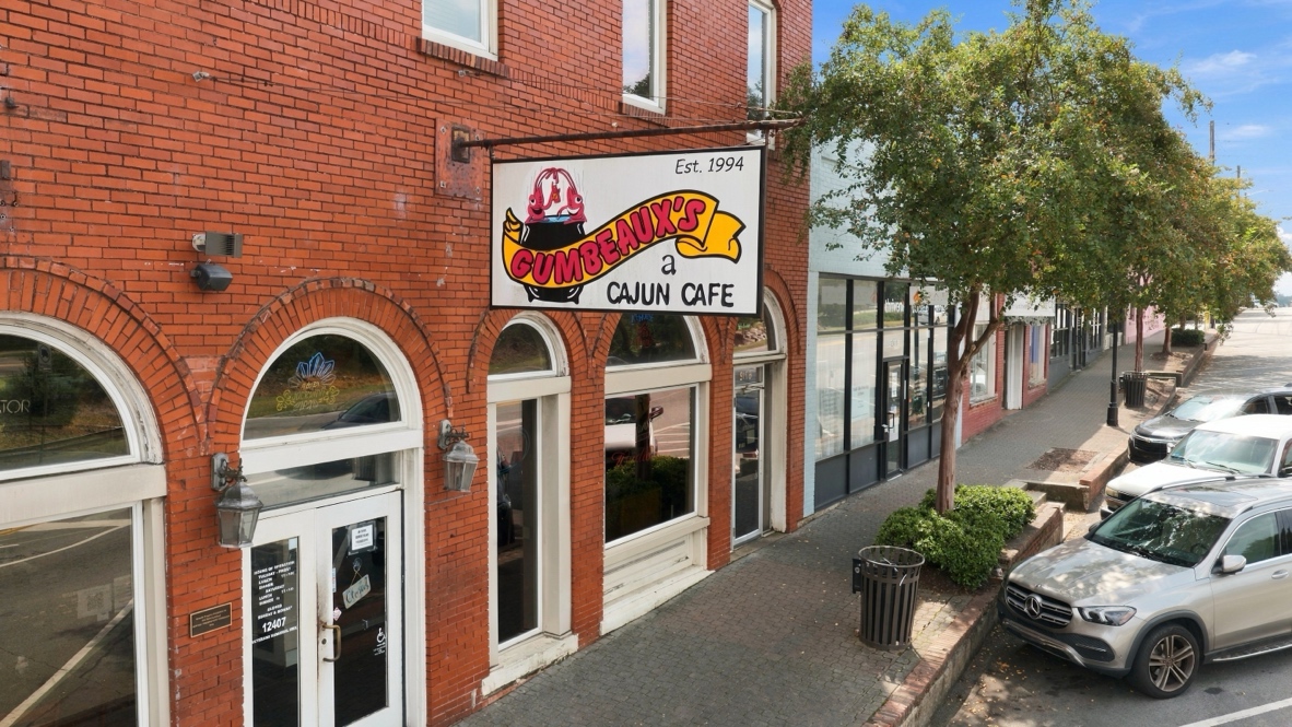 Community street view of shops