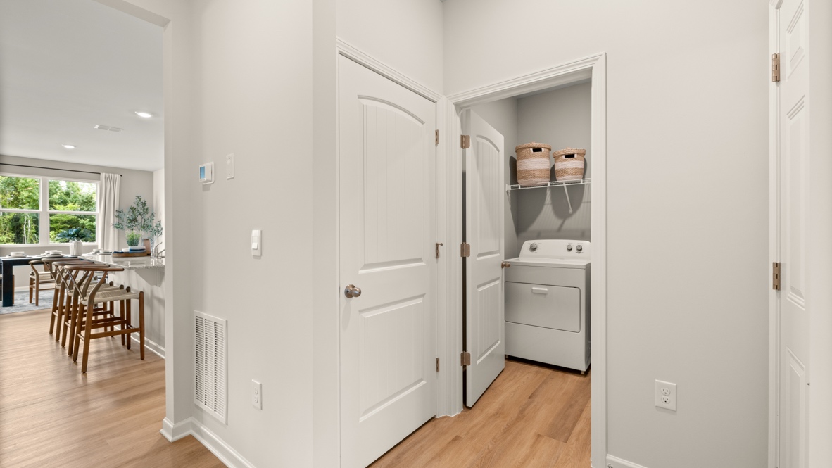 Interior hallway with laundry room