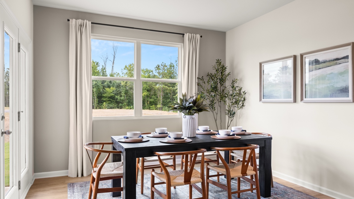 Interior dining area with large window