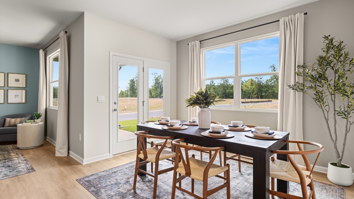 Interior dining area with large window