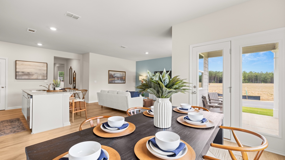 Interior dining area with large window