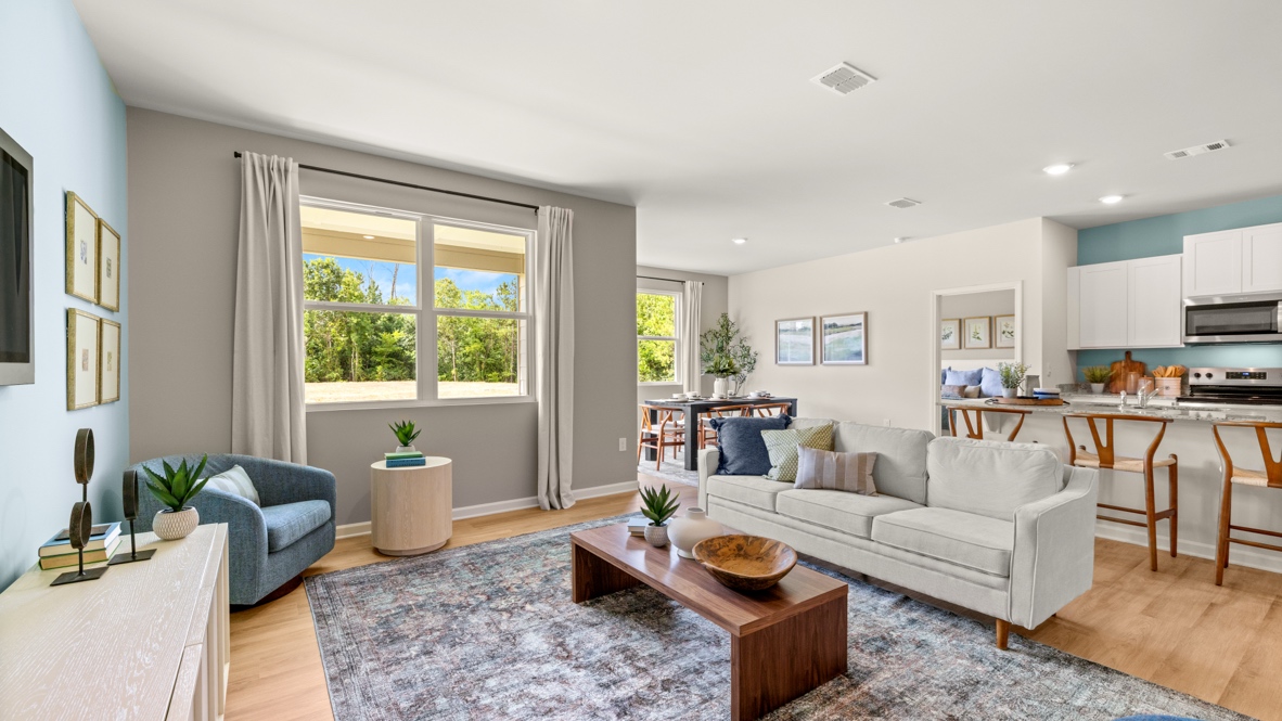 Interior living area with large window