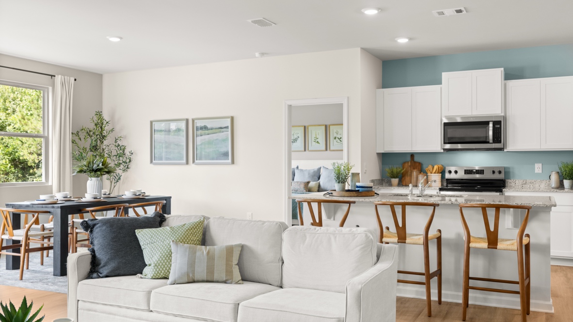 Interior living area open to kitchen