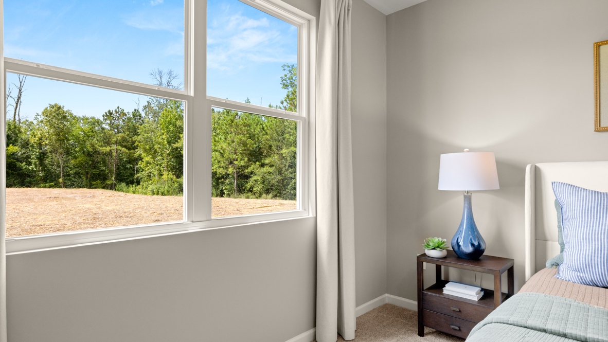 Interior primary bedroom with large window