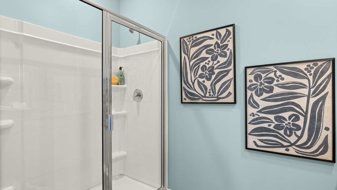 Interior primary bathroom with shower