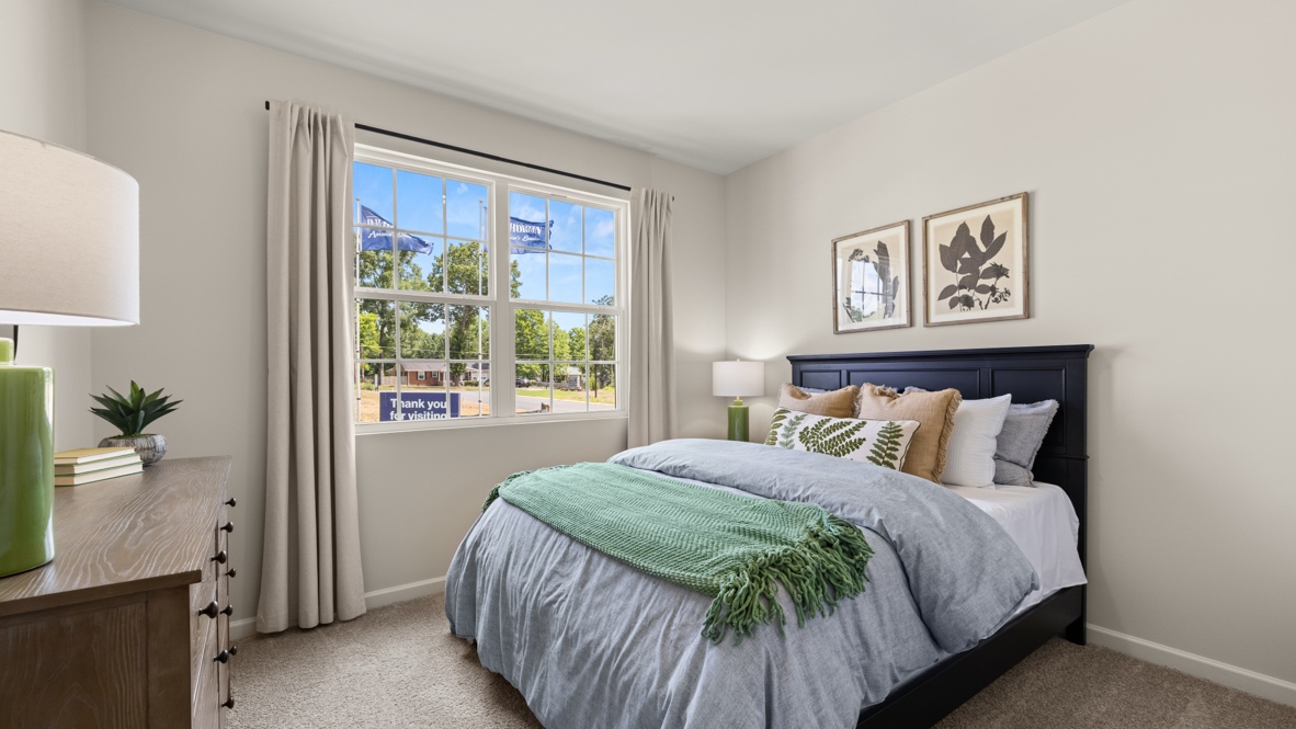 Interior bedroom with large window