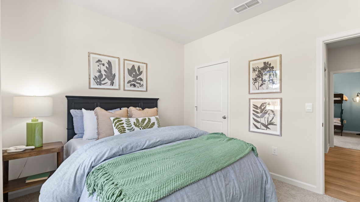 Interior bedroom with large window