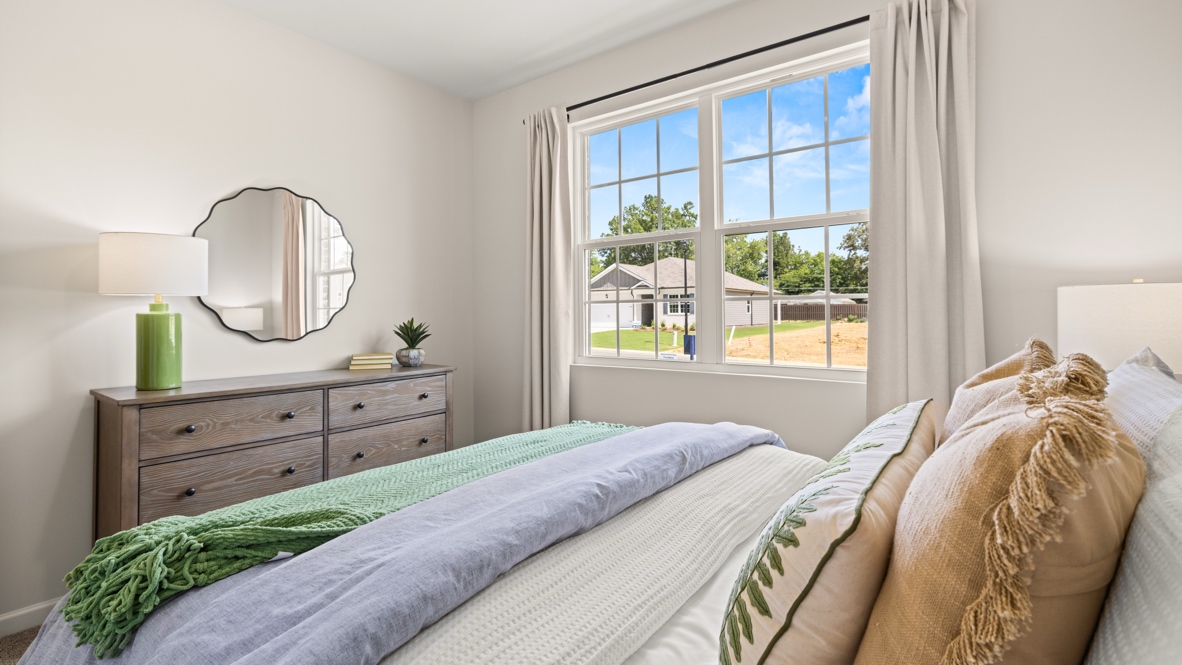 Interior bedroom with large window