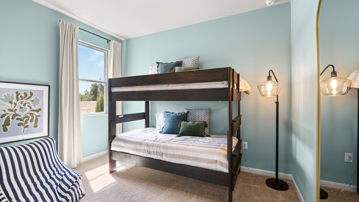 Interior bedroom with large window