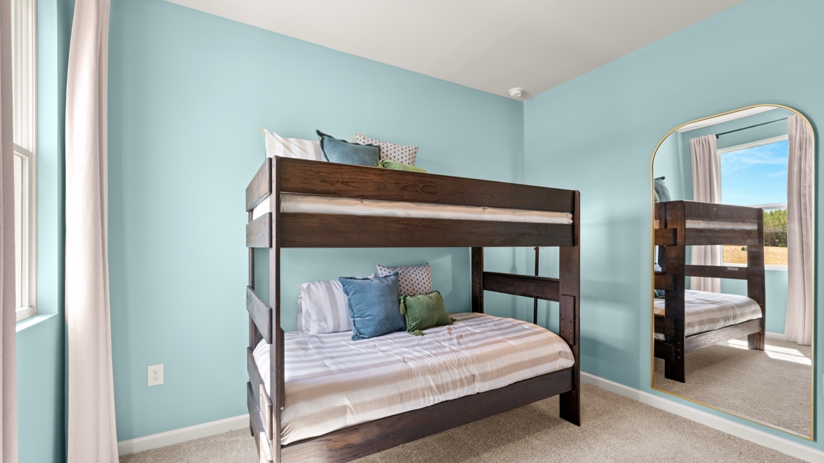 Interior bedroom with large window