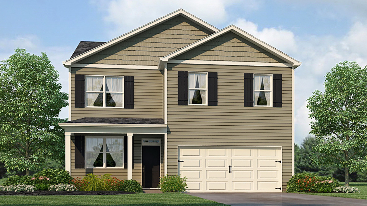 Exterior olive two-story home