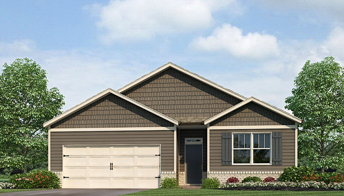 Exterior home with cladding and stone detailing