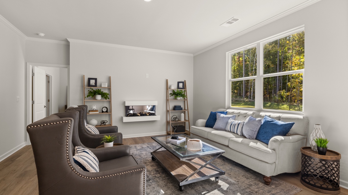 Interior living area with large window