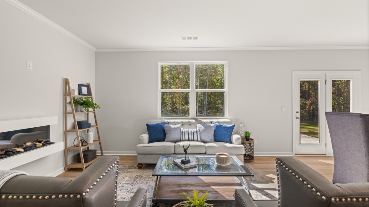 Interior living area with large window