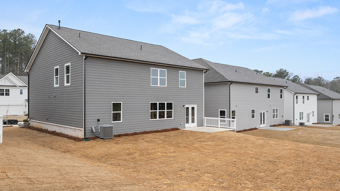 Exterior rear view of homes