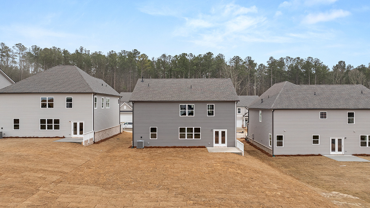 Exterior rear view of homes