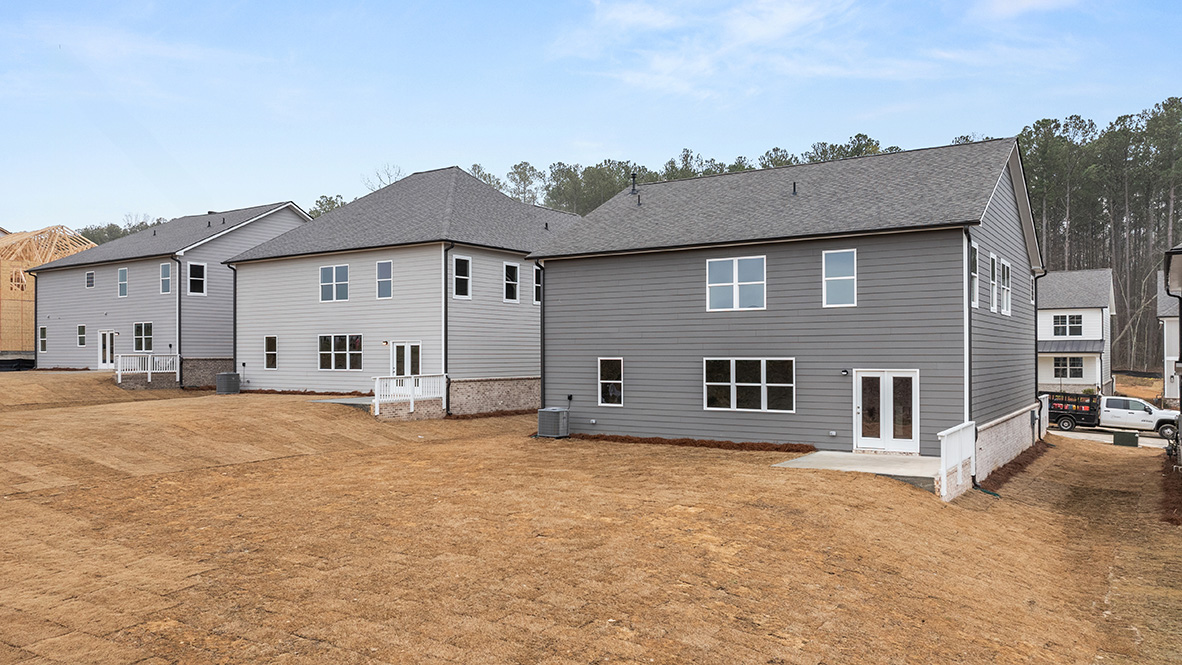 Exterior rear view of homes