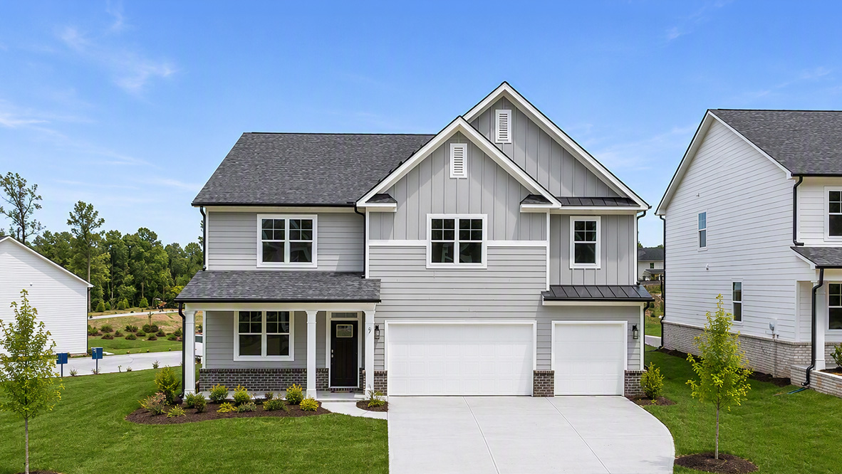 Front exterior of the Mansfield floorplan at Hamptons at Riverwood South