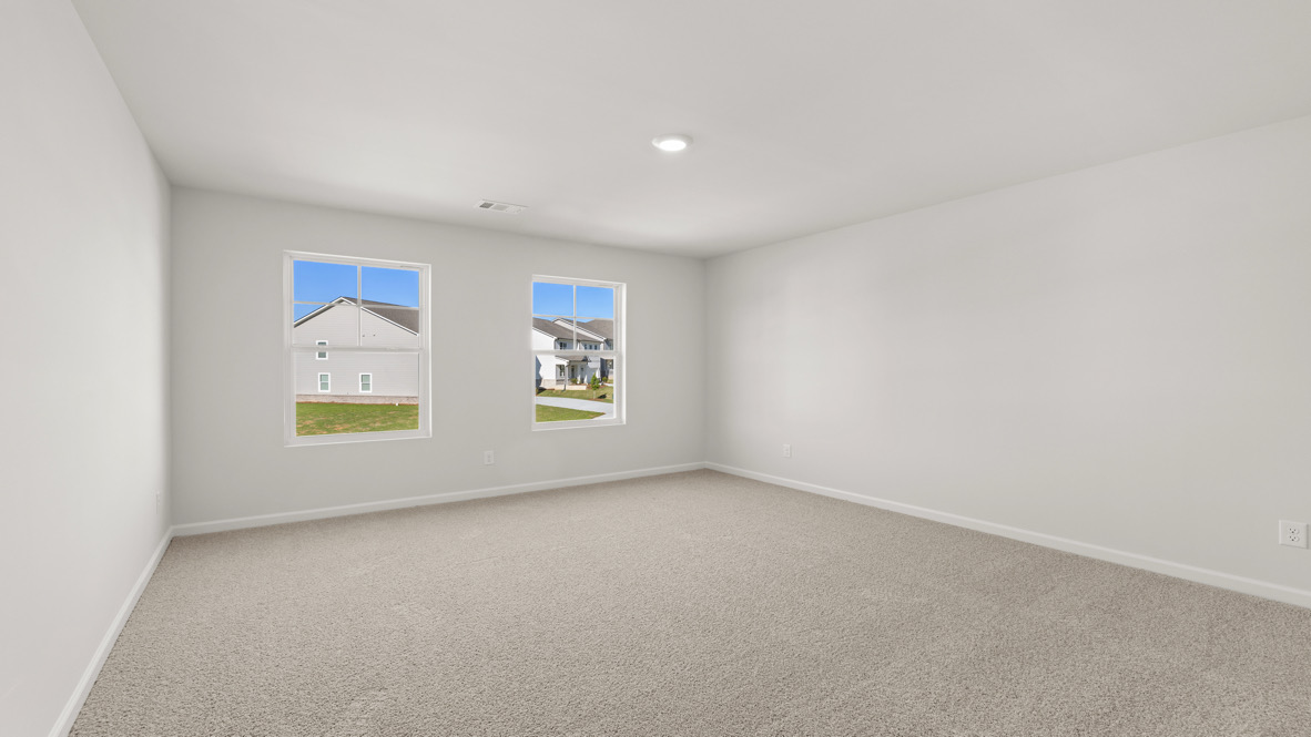 Interior bedroom with large windows