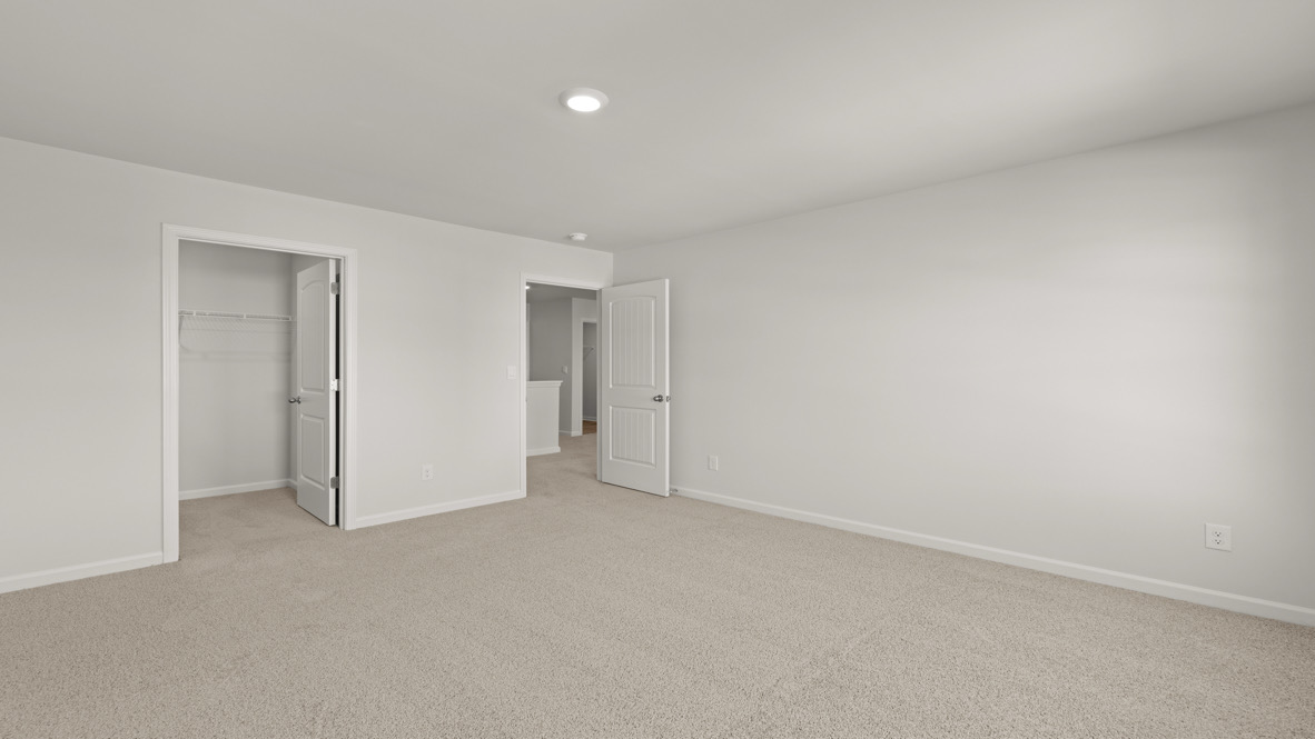 Interior bedroom with large windows
