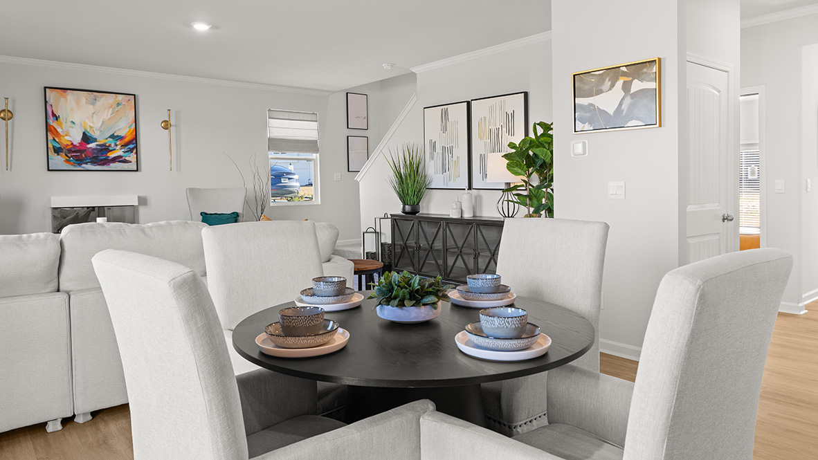 Interior dining area open to living area