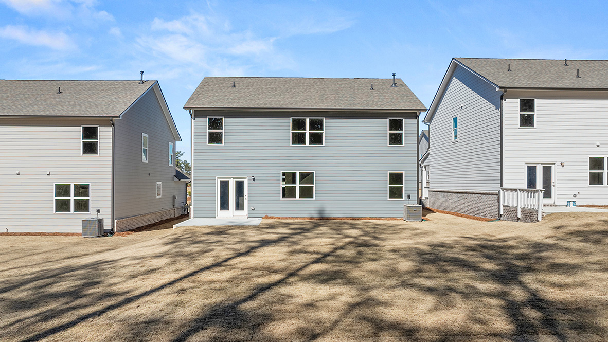Exterior view of back yards and homes