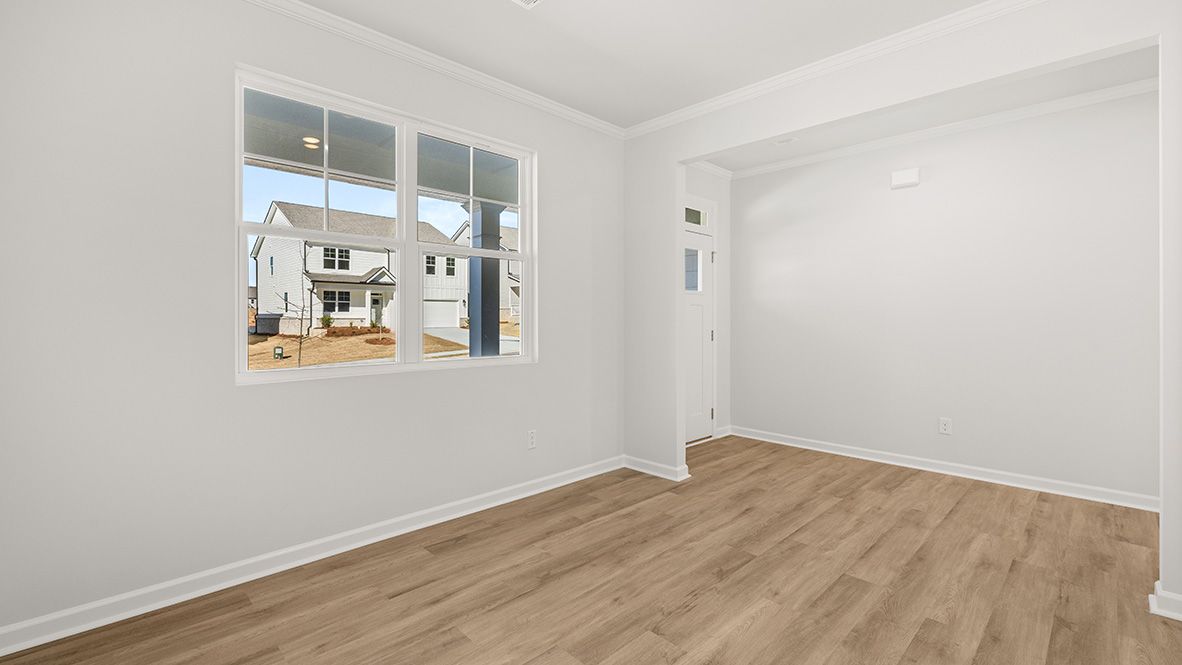 Interior dining area with large window