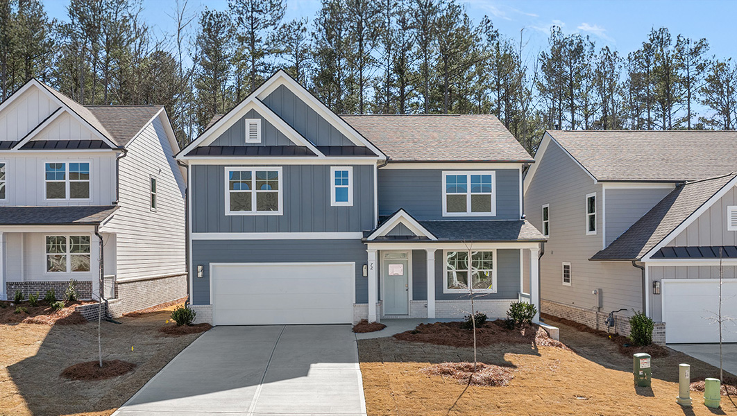Front exterior of the Hayden floorplan at Hamptons at Riverwood South in Dallas, GA