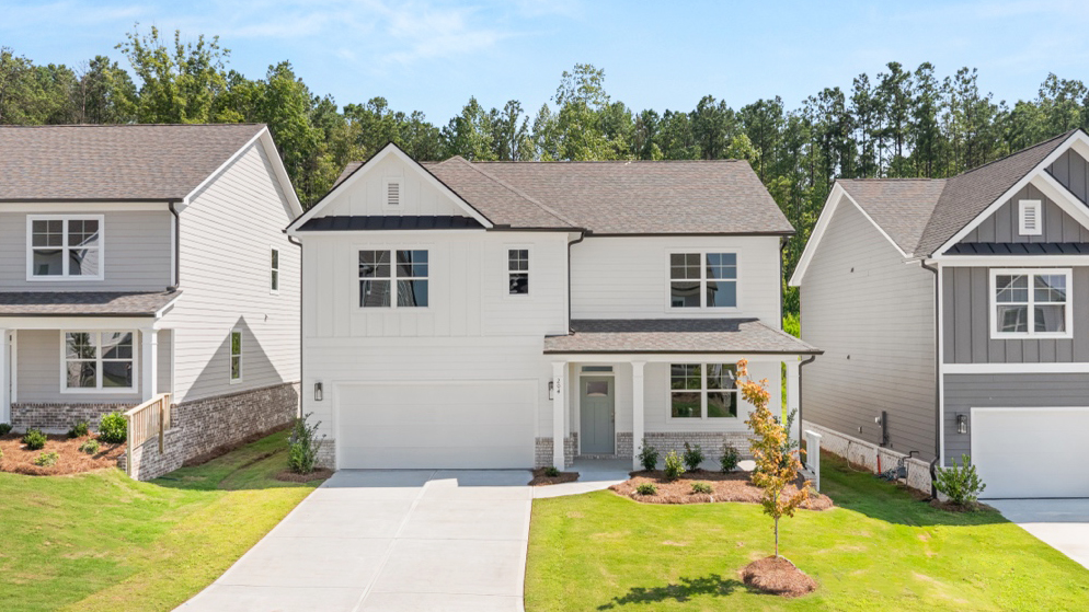 Front exterior of the Hayden floorplan at Hamptons at Riverwood South in Dallas, GA