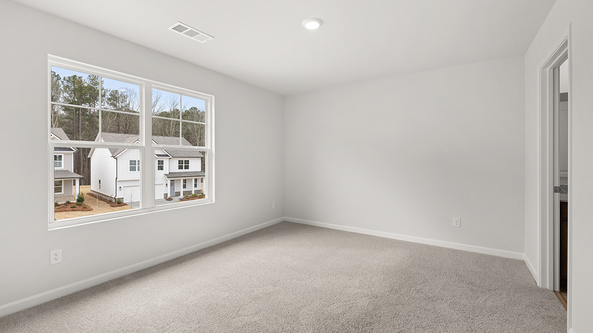 Interior bedroom with large window