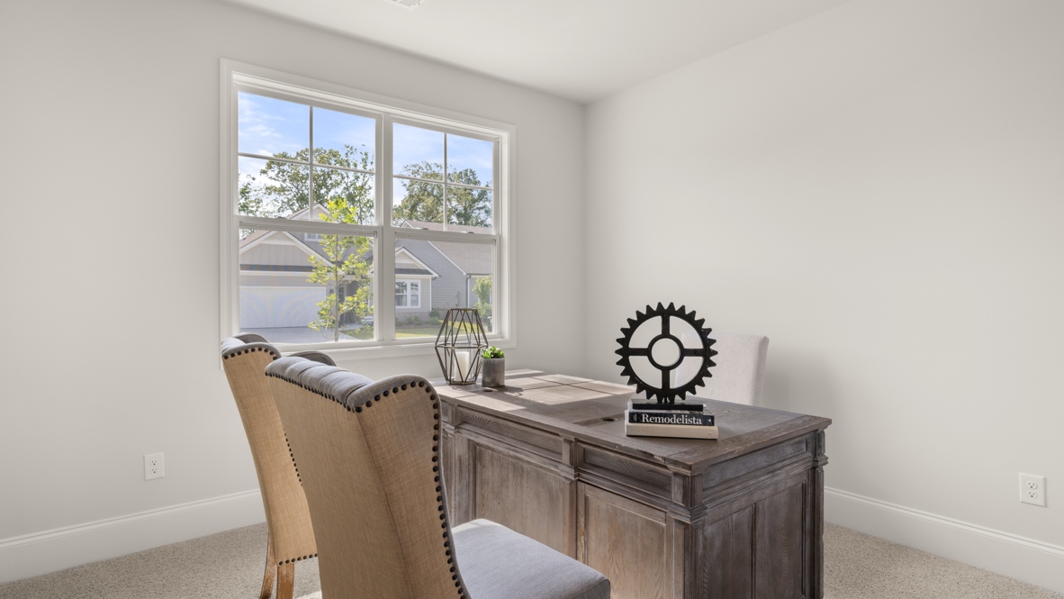 Interior bedroom with large window