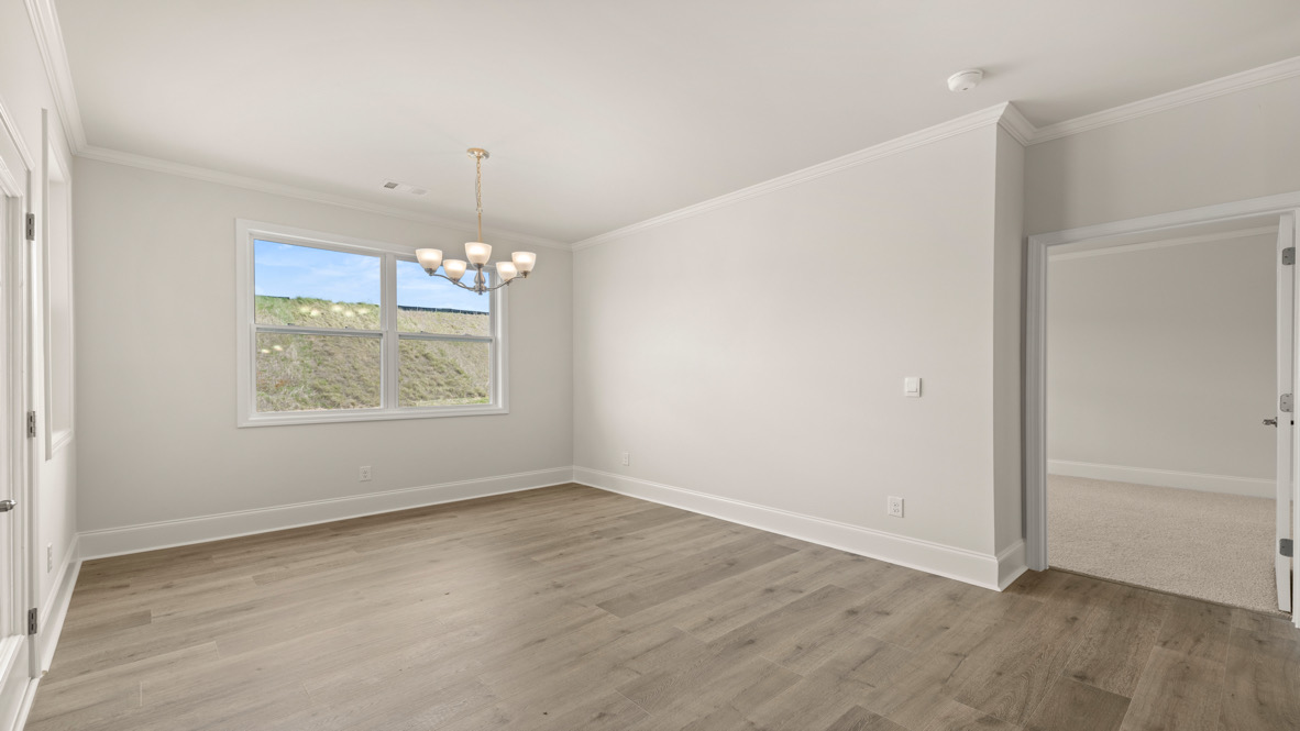 Interior dining area with large window