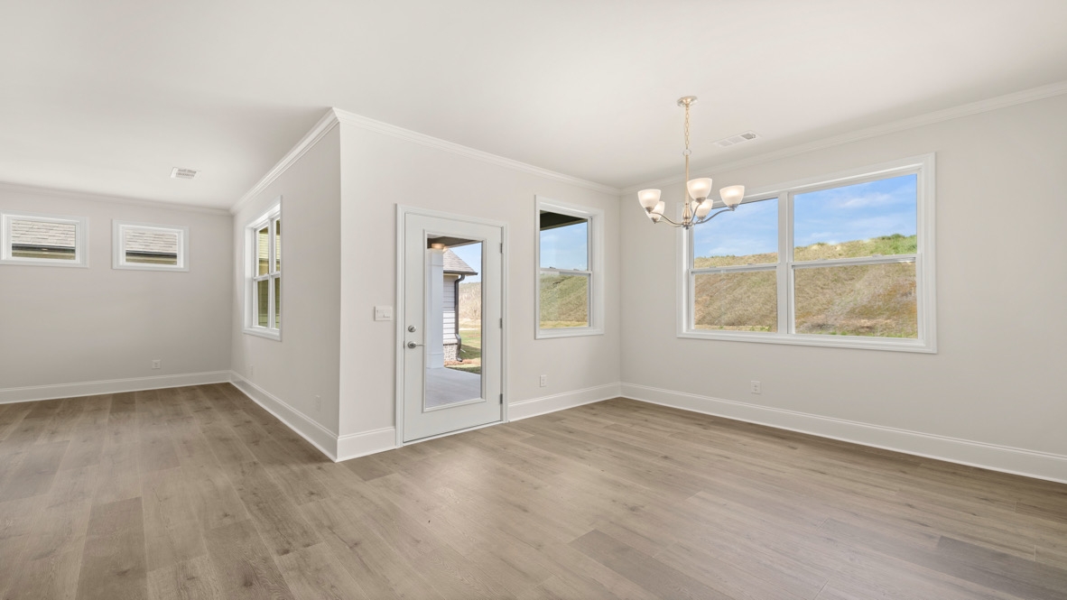 Interior dining area with large window